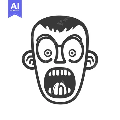 Popular premium asset: An abstract illustration of a screaming face with wide eyes