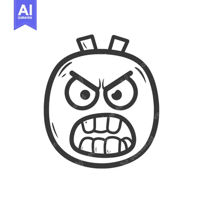 Aset premium populer: Cartoon drawing showing an angry face with sharp teeth and eyes