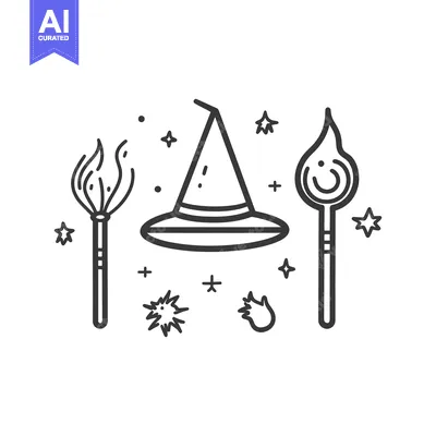 Aset premium populer: An illustration of magical tools and symbols arranged together
