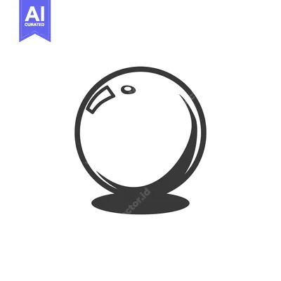 A monochrome illustration of a spherical object with highlights