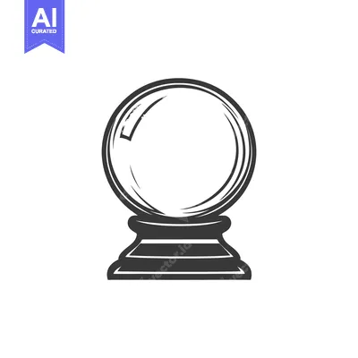 A detailed black and white illustration of a fortune telling crystal b