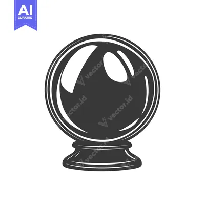 Aset desain premium: A crystal ball icon resting on a decorative round base