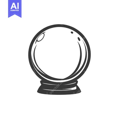 Aset desain premium: A simple black and white illustration of a crystal ball