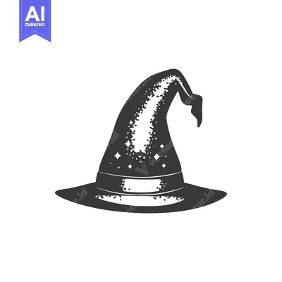 Aset premium populer: An Illustration Depicting A Pointed Witch Hat Against A White Backgrou