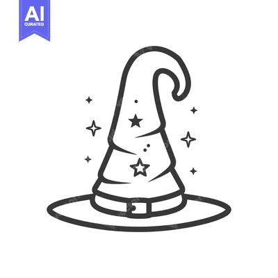 Aset premium populer: A magical pointed hat with stars and a circular brim