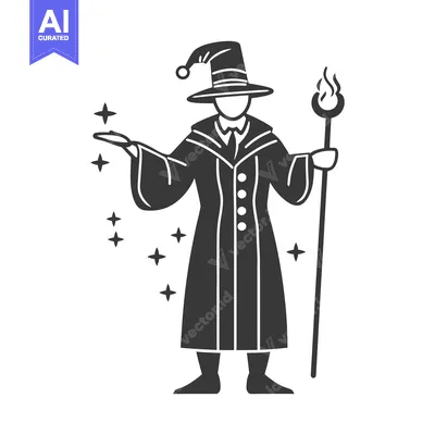 Aset premium populer: An illustration depicts a cloaked figure wielding a magical staff