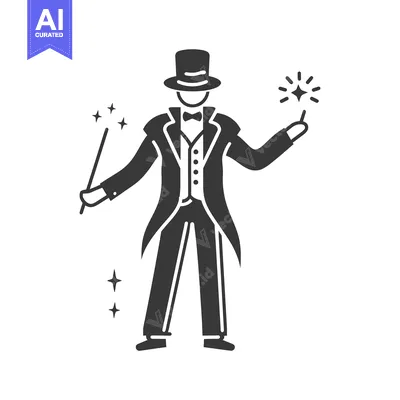 Aset premium populer: Magician with Wand and Sparkling Star in Formal Attire