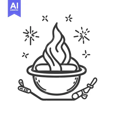 Aset desain premium: A stylized torch illustration with radiating celebratory starbursts
