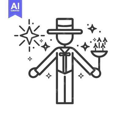 Aset premium populer: Simple illustration of a magician performing with magic and sparkles