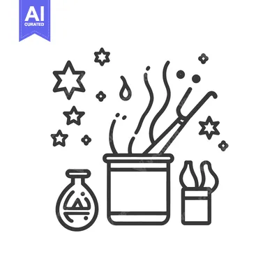 An illustration of a magical potion being brewed in a pot