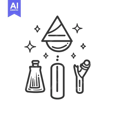 Aset desain premium: An illustration of mystical elements and symbols with stars