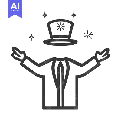 Aset premium populer: An illustration of a magical conjurer with a top hat