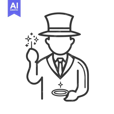 Aset premium populer: An illustrated magician holding a wand performs a magical trick