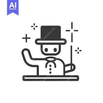 Aset premium populer: A magician performing magic with a wand and a top hat