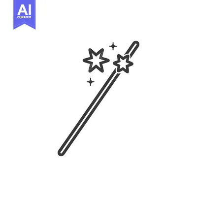 A magical wand adorned with stars emitting sparkles in the air