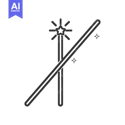 Aset desain premium: Two magic wands with a shining star at the top