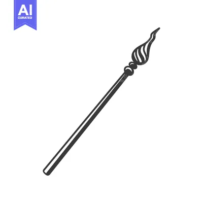 Aset premium populer: A detailed simple black and white artist paint brush illustration
