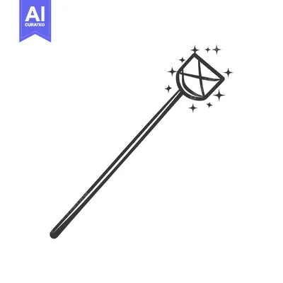 Aset desain premium: A magical wand with sparkling embellishments and a unique shape