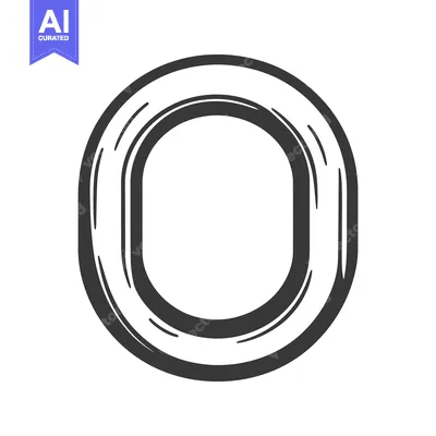 Popular premium asset: A black and white drawn letter O with rounded edges