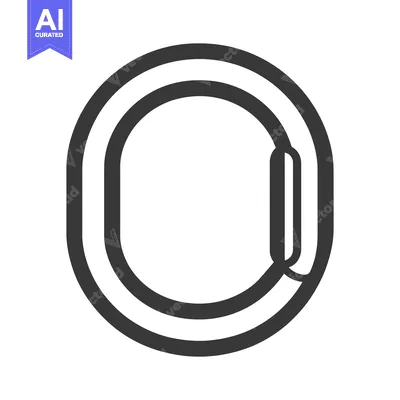 Popular premium asset: A minimalistic gray outlined carabiner style device symbol illustratio