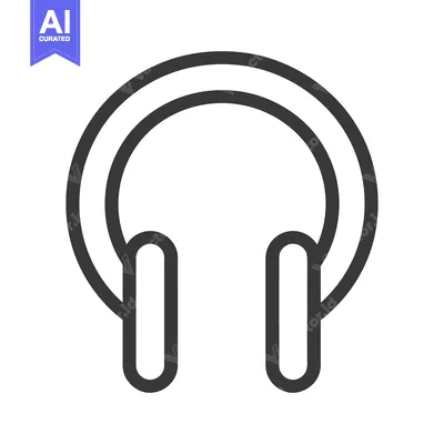 Aset premium populer: Simple gray line drawing of a pair of headphones on white background