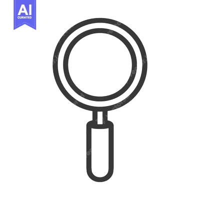 Aset desain premium: A simple graphic outline showing a magnifying glass for inspection pur