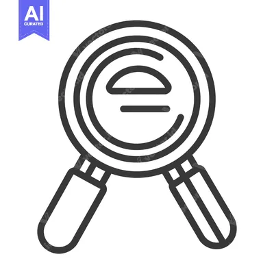 Aset desain premium: Detailed black line drawing of a magnifying glass icon