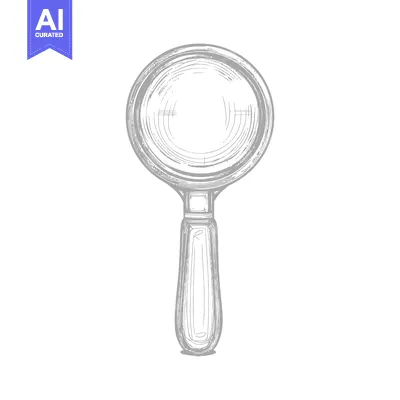 A detailed sketch of a magnifying glass depicted in grayscale