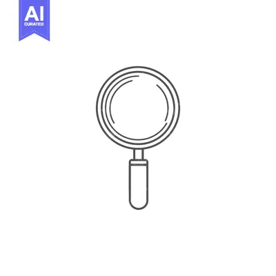 Aset desain premium: A graphic outline illustration of a magnifying glass on white