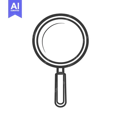 Aset premium populer: Simple black and white illustration of a magnifying glass on white bac