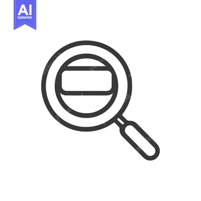 Aset desain premium: Magnifying Glass Icon with Rounded Rectangle, Minimalist Design