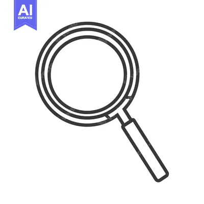 Premium design asset: A simple black and white line drawing of a magnifying glass