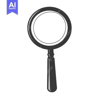 Aset desain premium: A graphic illustration depicting a magnifying glass on a white backgro