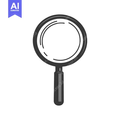 Aset desain premium: Simple monochrome line drawing of a magnifying glass instrument