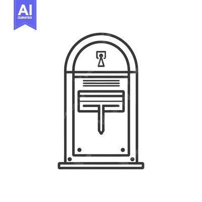 Aset desain premium: A simplified black and white drawing of a mailbox design