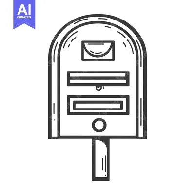 Aset premium populer: A black and white illustration of a public mail receptacle