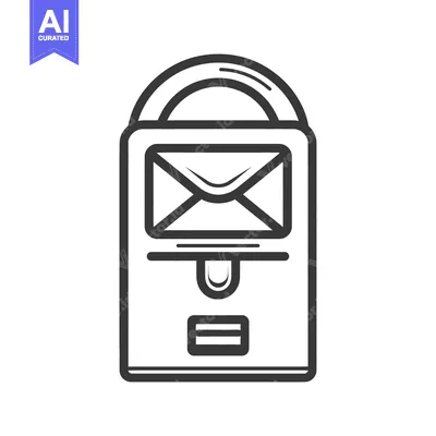 Aset premium populer: A black and white illustration of a public mailbox