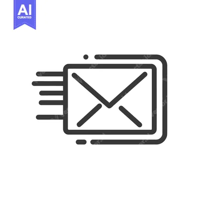 Aset desain premium: Fast Email Delivery Icon: Modern Black Outline on White Background
