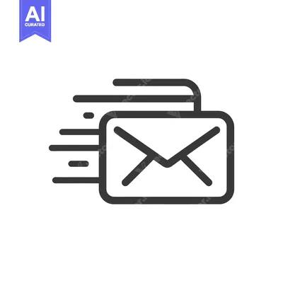 Premium design asset: Fast Delivery: Minimalist Email Icon with Motion Lines on White Backgr