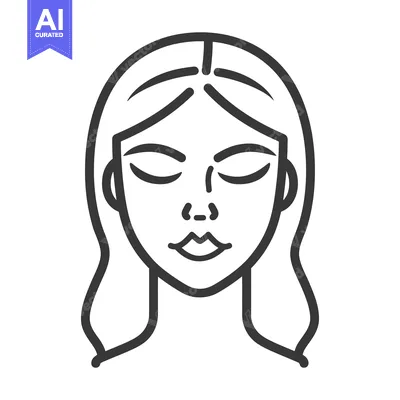 Aset desain premium: Line art of a woman with closed eyes and flowing hair