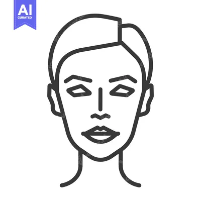 Premium design asset: A minimalist line drawing of a human female face
