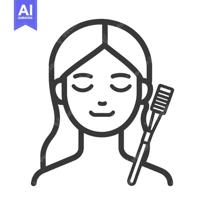 Aset desain premium: A stylized image of a woman and a hairbrush tool