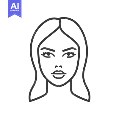 Aset premium populer: A stylized outline illustration depicting a womans face and hair