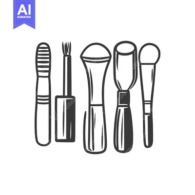 Popular premium asset: Several cosmetic tools are illustrated in a simplistic black and white