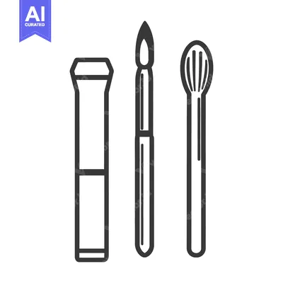 Aset desain premium: Three different cosmetic application tools arranged in a line