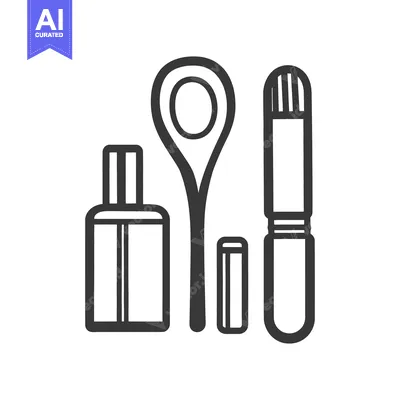 Illustrations of essential beauty and cosmetic tools for personal care