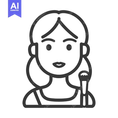 Aset desain premium: A minimalist line drawing of a woman holding a makeup brush