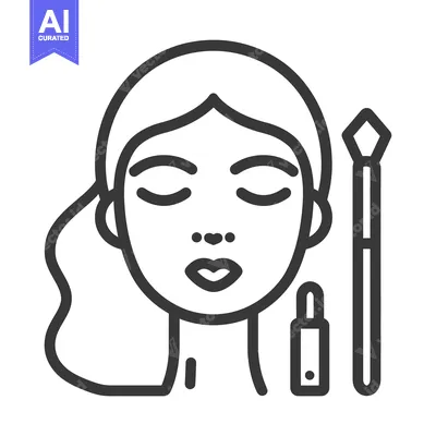 Aset premium populer: A minimalist illustration of a woman and makeup tools