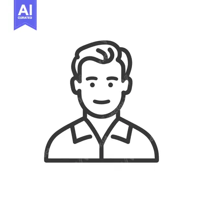 Aset premium populer: Minimalist Line Art Portrait: Smiling Man with Short Hair and Shirt