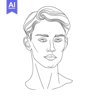 Premium design asset: A simple line drawing illustrating the front view of a human face